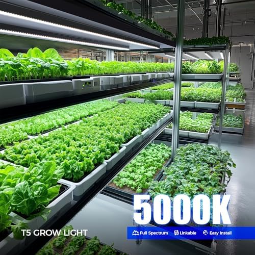 Barrina T5 Plant Lights, 4FT 160W (8 X 20W), 5000K, 8 Packs, Black Cover