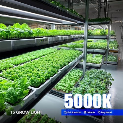 Barrina T5 Plant Lights, 4FT 160W (8 X 20W), 5000K, 8 Packs, Black Cover