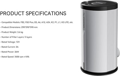 ATOMSTACK D3 Air Purifier for P1 Laser Engraver Smoke Purifier for Laser Engraver with 3-Layer Fume Extractor Filter with Activated Carbon + HEPA Filter