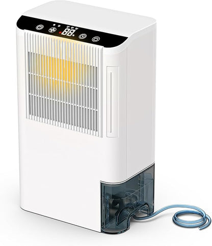 Dehumidifiers for Home, 2000 Sq.Ft Small Dehumidifier with 3.3ft Drain Hose, 2.5L Tank, Timer Sleep Mode, Portable Dehumidifier for Basement, Bedroom, Bathroom (Beige)