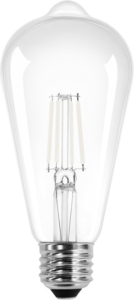 Sylvania ST19 Clear LED White Filament Bulb, 5W, Dimmable, 500 LMS, Medium Base, 5000K, Daylight - 2 Pack (42175)