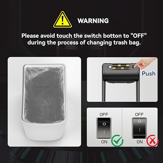 ELLO&ALLO Motion Sensor Trash Can 8 Gallon for Kitchen with Roll Up Lid, Automatic Touch Free High-Capacity Waste Bin White
