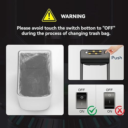 ELLO&ALLO Motion Sensor Trash Can 8 Gallon for Kitchen with Roll Up Lid, Automatic Touch Free High-Capacity Waste Bin White