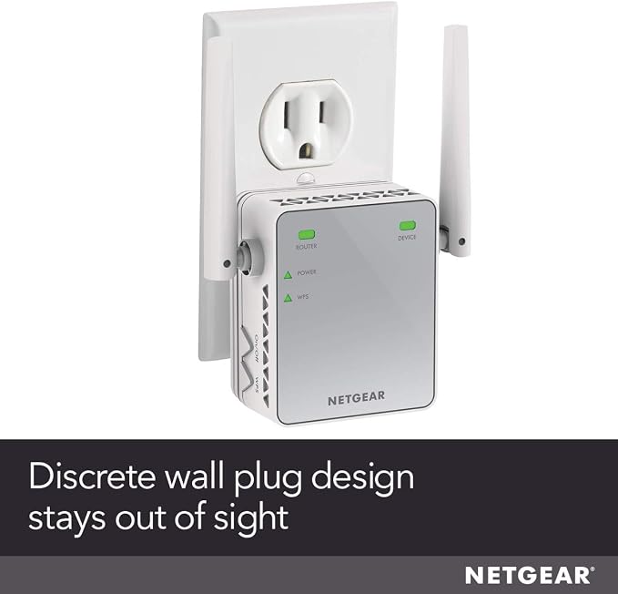 NETGEAR Wi-Fi Range Extender EX2700 - Coverage Up to 800 Sq Ft and 10 Devices with N300 Wireless Signal Booster & Repeater (Up to 300Mbps Speed), and Compact Wall Plug Design