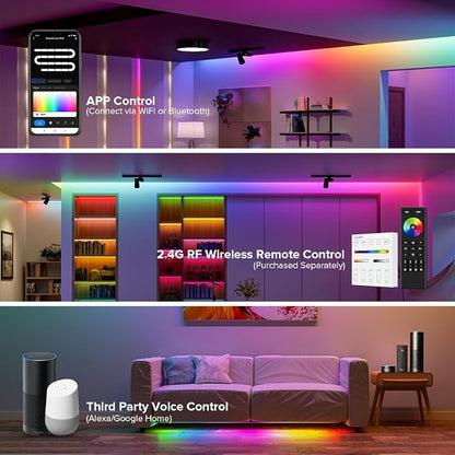BTF-LIGHTING DR03W SPI RGB 2.4G WiFi Controller Tuya APP/Smart Life/Google Home/Alexa Control Support WS2812B WS2811 WS2815 etc Addressable LED Strip Work with WR01RF RC03RFB RF Remote (Pack of 3)