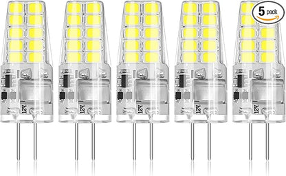 BUBO 5 Pack G4 LED Bulb 2W Equivalent 30W 6000K Daylight 250 Lumens 360°Beam Angle, T3 Halogen Bulb Replacement Landscape Bulbs, AC/DC 12V Led Lights G4 Bi-Pin Base for Outdoor Landscape Lighting