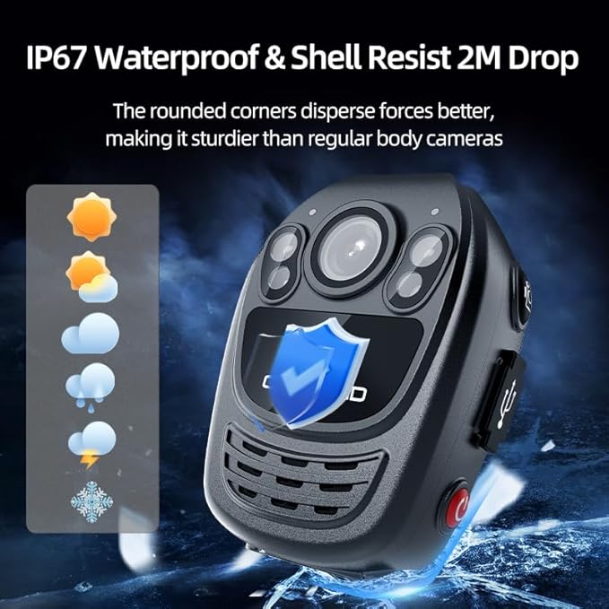 CAMMHD YX1-256G 2K/1440P Body Camera Support Video Audio Image, 3500mAh Battery Work 12hrs, Night Vision and 2.0IN Screen Easy to Playback, Data-encrypted Body Cam for Police and Personal
