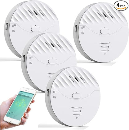 EverNary WiFi Window Alarm System, 4 Pack Glass Break Detection with Phone APP, 120dB Smart Alarms with Adjustable Vibration Sensor for Car,Home Security (4)