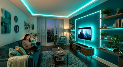 Teal 10 Foot Led Lights Strip Indoor Rope Lights Easy DIY Cuttable Strip Lights for Room Bathroom Living Room Kitchen Ceiling Wall Vanity Mirror Decor
