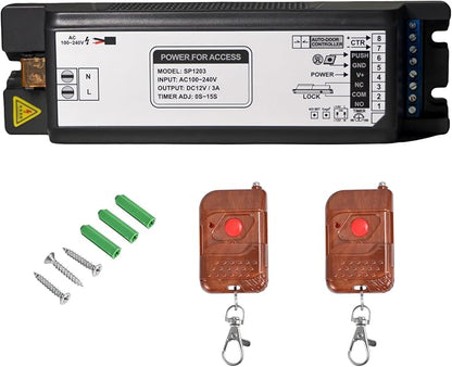 Access Control System Kit with IP68 Waterproof Metal Touch Keypad, 1200LB Magnetic Lock, Zinc Alloy Exit Button, 2 Remote Controls and Tuya App Remote Access