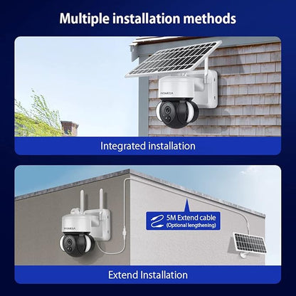 Tuya Smart Solar Security Camera Wireless Outdoor, WiFi 2.4GHz Camera No Wiring Needed, 12000mAh Battery & 6W Solar Panel, 3MP HD, Color Night Vision, PIR Motion Detection, Two-Way Audio, IP66