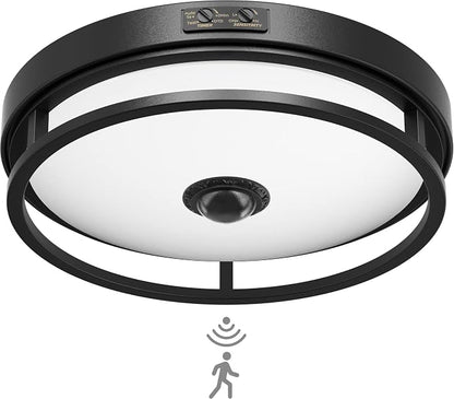 12 Inch LED Motion Sensor Outdoor Ceiling Light for Porch, Black