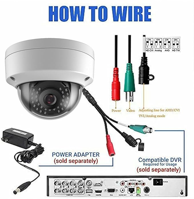 Real HD 4MP Analog Coax Dome TVI CVI CCTV Surveillance Security Camera, 2.8mm 100° Wide Viewing Angle, 65ft IR Night Vision, Outdoor, Full Metal Housing, ONLY Compatible with 4MP, 5MP and 8MP DVR