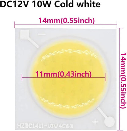 10pcs 12V LED COB Ceramic Chip 10W Beads Smart IC Lighting DIY Beads High Power for Led Spotlight LED Bulb Lamp Repair White(10W Cold White)