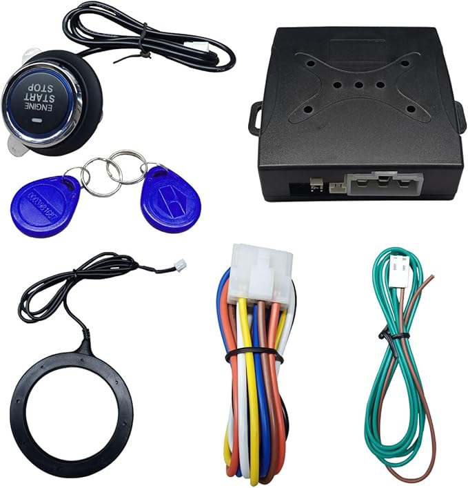 Car Push Engine Start Button Kit, Upgrade Push to Start Ignition Kit, Smart Keyless Go System for Most DC12V Cars