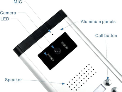 6 Units Apartment Video Intercom System, 7 inch Monitor Wired Video Door Phone Kit, Indoor Outdoor Video Doorbell, ID Keyfobs Unlock, 2 Way Audio, 6-Screen for Home Apartment