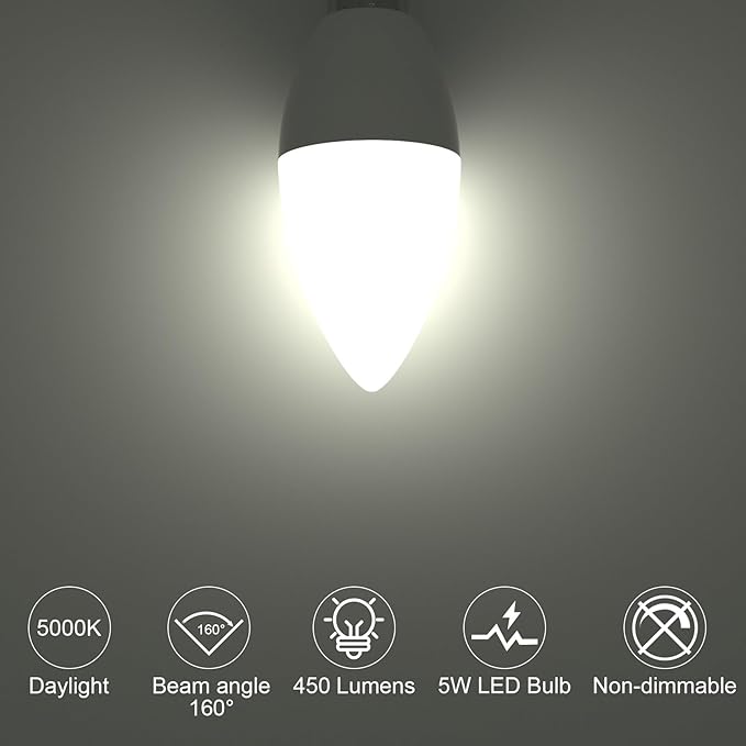 ORALUCE 丨 Bundle - Candelabra Light Bulbs Warm White 5000K (Pack of 6) & Smart LED Bulb A19 Wi-Fi and Bluetooth (Pack of 4)