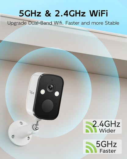 2K 5G Security Cameras Wireless Outdoor, 4-Pack Solar-Powered Camera for Home with Full Color Night Vision, PIR Detection, IP66/Alexa/2 Way Talk, No Subscription, 5G/2.4GHz WiFi