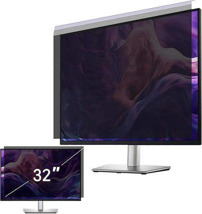 32 Inch Acrylic Hanging Privacy Screen Filter, Removable Anti-Peep Shield For 16:9 Widescreen Monitor, Anti Glare Blue Light Blocking Computer Monitor Privacy Protector