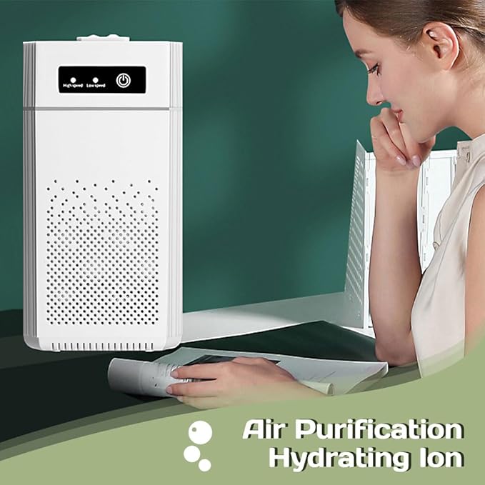Air Purifiers for Bedroom, Office & Home – Portable Filter Cleaner with Multi-Layer Filter for Pet Hair, Smoke, Pollen, Dander, Quiet Operation, USB Powered, Night Light, Compact Design, White