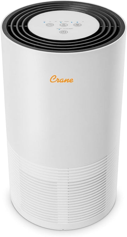 Crane Air Purifier with True HEPA Filter, UV Light, 300 Sq Feet Coverage, Timer Function, Sleep Mode, Washable Particle Filter, EE-5068