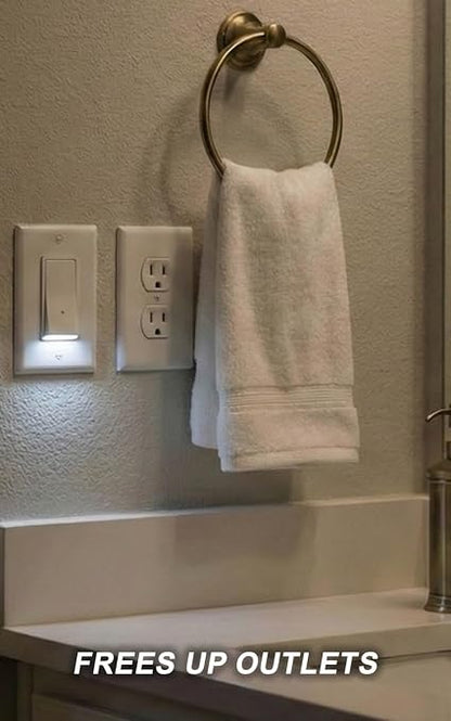 2Pack SOZULAMP Illuminated Light Switch-Single Pole Wall Switch with Night Light, 15A 120/277V,3 Wire, Grounding Screw, Glossy White