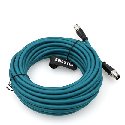 M12 4-Pin D Code Cat 5e Network Cable Male to Male,High Protection Shell Waterproof, Dustproof and Corrosion Resistant for Outdoor Industrial Device Connections 8M