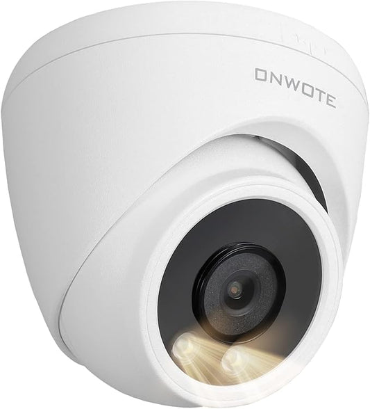 ONWOTE 4K 8MP PoE IP Camera, Smart AI Human Vehicle Detection Activate Bright Spotlights, 134° Wide Viewing Angle, Indoor/Outdoor, Commercial Wired Camera for Business, Add-on to PoE NVR System