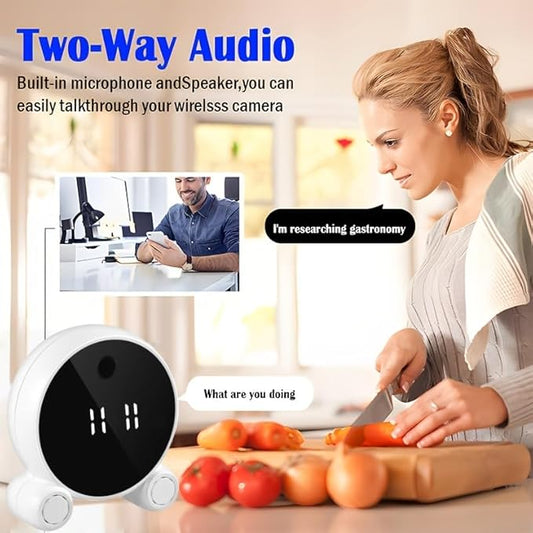Indoor Clocks Camera, Baby Monitor, HD 1080P Security Camera Indoor Baby Monitor Pet Camera, Smart Motion Tracking, Panoramic IR Night Vision, 2.4G WiFi, Two Way Audio Video Speaker Security Camera