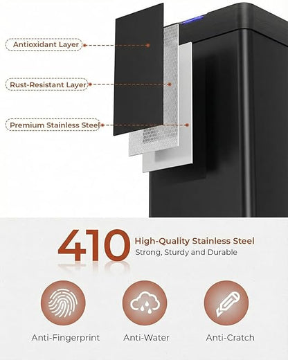 TLSUNNY 13.2 Gallon Motion Sensor Trash Can,Touchless Automatic Garbage Can,Brushed Stainless Steel Smart Bin,with Bag Holder,Soft Close Lid,for Kitchen,Office,RV,Bedroom,Living Room (Black, 50L)