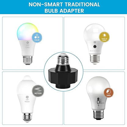 E26 Socket to AC Outlet Power Adapter, 2-Prong Plug Light Socket for Smart Bulbs and Outdoor Cameras Includes Extension Cord Ideal for Security Systems and LED Strips (Max 300W)