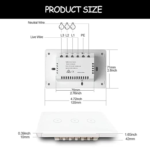 Smart Light Touch Wall Switches for Brilliant Glass 2.4GHz Zigbee 4 Gang White Tuya Easy to Install Must Connection Tuya Gateway（Hub） Realize Whole-House Intelligence (White 4 Gang)