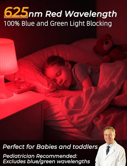 LED Red Light Bulbs for Sleep with Remote Control, E26 Circadian Light Bulb A15, 5W(40W Equivalent) for Sleep Therapy, Baby Nursery, Bedroom (4 Packs)