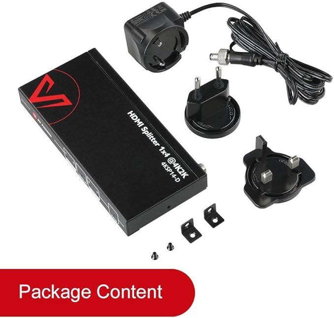 4K HDMI Splitter 1 in 4 Out 1080p 3D, PCM7.1, Dolby TrueHD, DTS-HD Master Audio, Auto EDID, Threaded Power Supply, with Built-in ESD Protection (One Input Four Output) AV Access HDMI Distributor 1x4