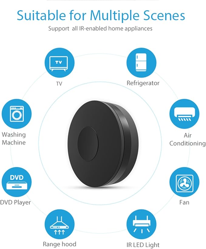 Smart IR Universal Remote Control: WiFi Infrared Remote Control, All in One Infrared Blaster for TV DVD Fans Air Conditioner, App Control, Smart Home Hub, Compatible with Alexa, Google Home