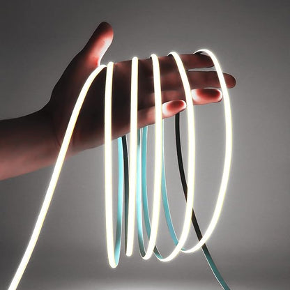 5mm Ultra Thin COB LED Strip DC 24V, Cold White 6000K, RA>90 High CRI LED Tape Light, Cuttable Flexible, 16.4FT Super Bright, IP30 for Christmas Indoor House Kitchen Room Decor
