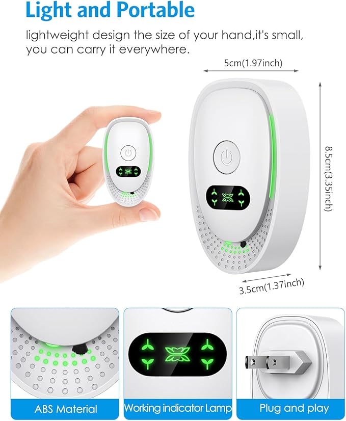 AMIR 4-Pack Plug in Air Ionizer & Air Purifier - Quiet Negative Ion Technology, Mini Portable Air Freshener for Home, Office, Bedroom, Kitchen, Bathroom