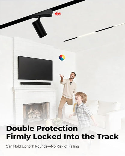 SCON 1.65FT/ 19.7in Track Rails, Recessed Magnetic Track Lighting Kit, 50cm Aluminum Rail System, Easy Installation for Flush-Mount LED Lamp Heads, for Use at the End of Magnetic Track Lighting System