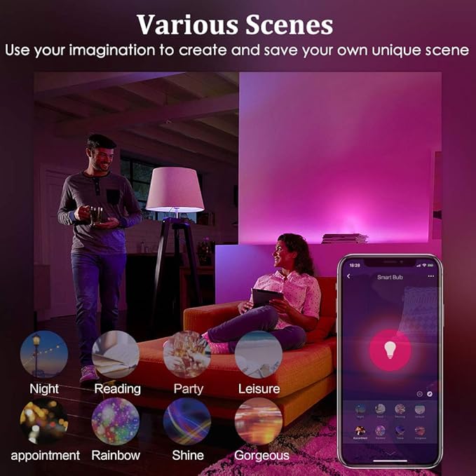 Avatar Controls 4 Pack E12 Smart Bulbs - Alexa Candelabra Light Bulb 5W LED Color Changing Ceiling Fan Smart Light Bulb, WiFi Candle Small Bulbs with Music Timer, Type B11, 2700-6500K+RGB