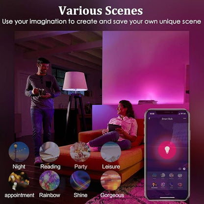 Avatar Controls 4 Pack E12 Smart Bulbs - Alexa Candelabra Light Bulb 5W LED Color Changing Ceiling Fan Smart Light Bulb, WiFi Candle Small Bulbs with Music Timer, Type B11, 2700-6500K+RGB