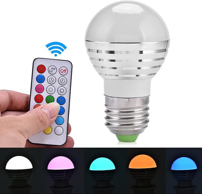 Fydun Smart LED Light Bulb, E27 3W RGBW Colorful 3W RGB Bulbs Bulb with Remote Control 16 Colors Changing Daylight White LED Candle Night Lamp Remote Control
