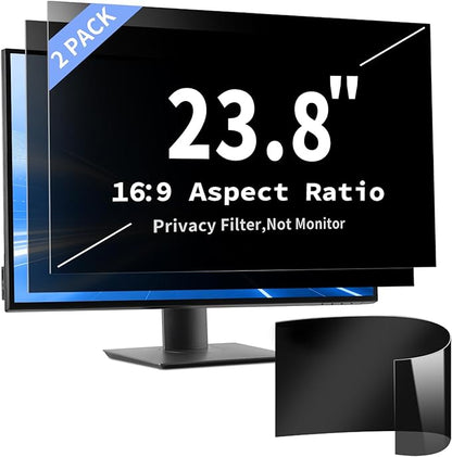 2 Pack- 23.8 Inch Curved Computer Privacy Screen Filter for 16:9 Widescreen Computer Monitor Computer Screen Protector Computer Screen Privacy Shield Anti Glare and Blue Light