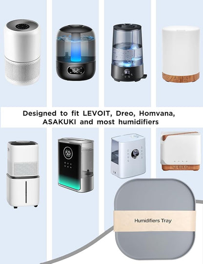 Silicone Humidifiers Tray for LEVOIT, Dreo, Homvana, ASAKUKI Humidifiers - Leak-Proof & Moisture-Proof Design, Floor Drying Function to Protect Floor Surface