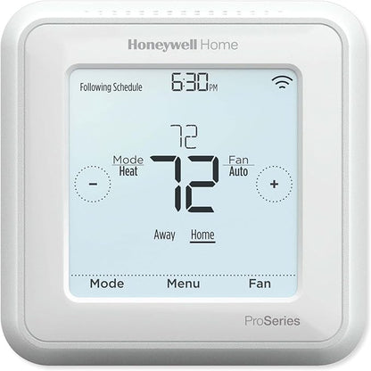 Honeywell Home TH6320ZW2007/U Z-Wave T6 Pro Programmable Touchscreen Thermostat with SmartStart, Low Voltage, UWP Mounting System, Cover Plate, Color - White