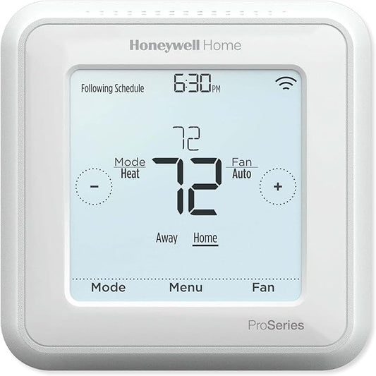 Honeywell Home TH6320ZW2007/U Z-Wave T6 Pro Programmable Touchscreen Thermostat with SmartStart, Low Voltage, UWP Mounting System, Cover Plate, Color - White