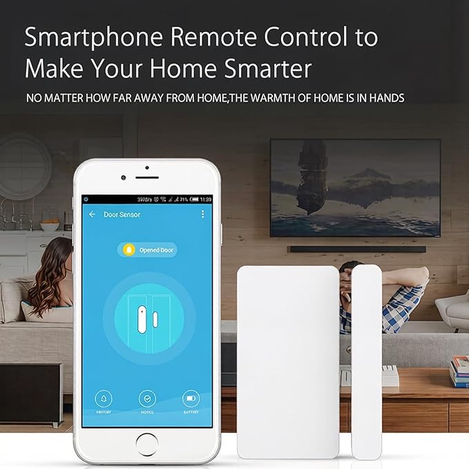 Mini Door Sensor, Wireless Door Window Sensor for Home Automation, Works with APP, Zigbee Door Sensor, No Hub Required