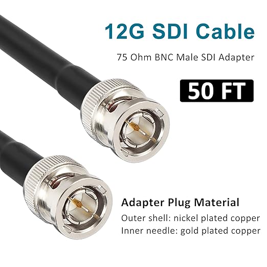 XRDS -RF 12G SDI Cables 50FT, SDI Video Cable 3G/6G/12G 75ohm BNC Male Cable Supports HD-SDI/3G/6G-SDI/4K/8K for Video Security Camera SDI Converter