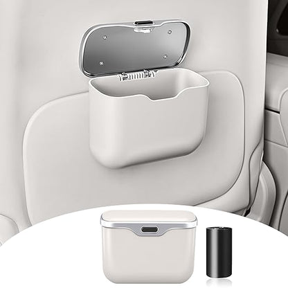 HOLDCY Car Trash Can, Waterproof Multi‑Functional Auto Trash Bin for Door/Console/Seat Back, Universal Vehicle Garbage Can for Car/Truck/SUV Drivers (White)