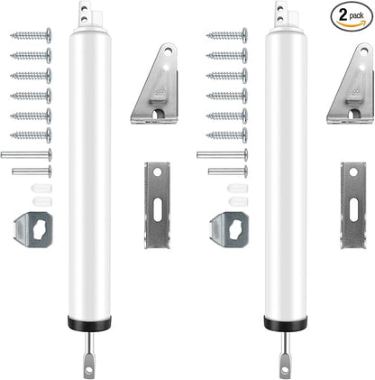 2 PCS Screen and Storm Door Closer Kit, Heavy Duty Pneumatic Screen and Storm Door Closer, Screen and Storm Door Push Button Latch Set Replacement Kit, Adjust Smooth Closing Speed (White)