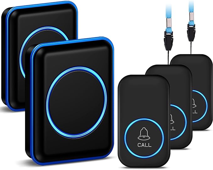 Caregiver Pager, FullHouse Wireless Call Button 1000+ Feet, SOS Alert Nurse Calling Elderly Fall Help System for Patient/Disabled Monitoring at Home, IP55 Waterproof